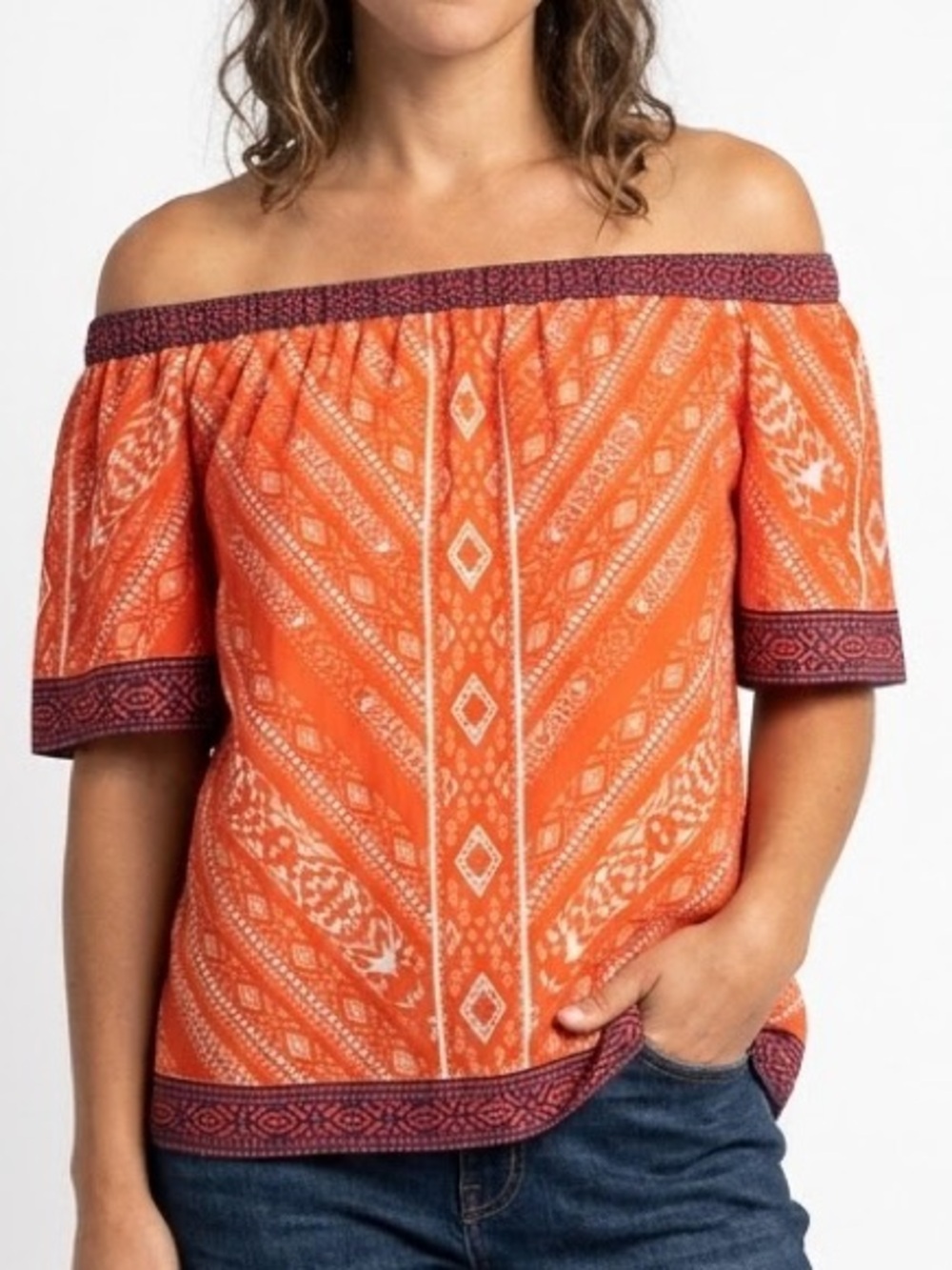 JEALOUS TOMATO Off Shoulder Top Peasant Blouse Flowy Oversized Boho Size Medium